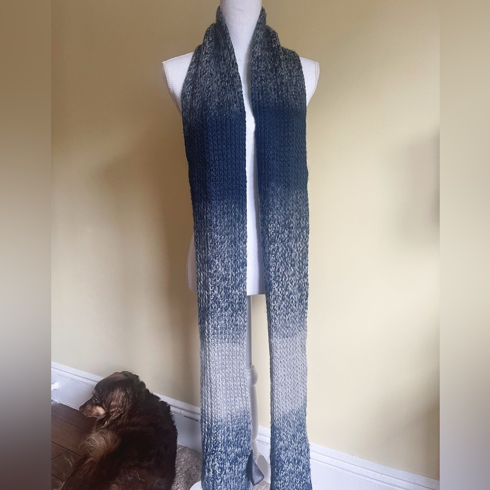 H&M Blue and Gray Knit Scarf